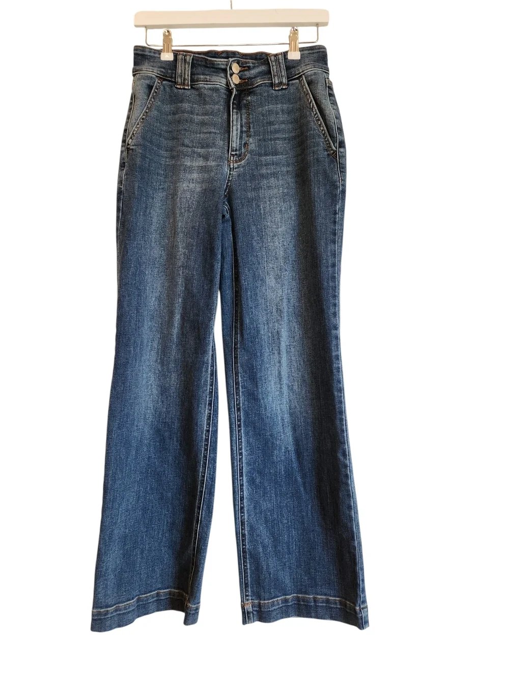 Judy Blue High Waist Double Button Wide Leg Jean Size 7/28 #JB82558MD-CO Stretch